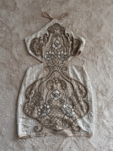 Perlenverziertes cocktailkleid - perlenverziertes,