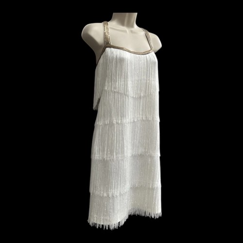 Weißes kleid fransen - weißes,