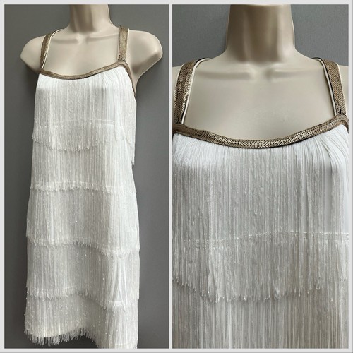 Weißes kleid fransen - weißes, 16